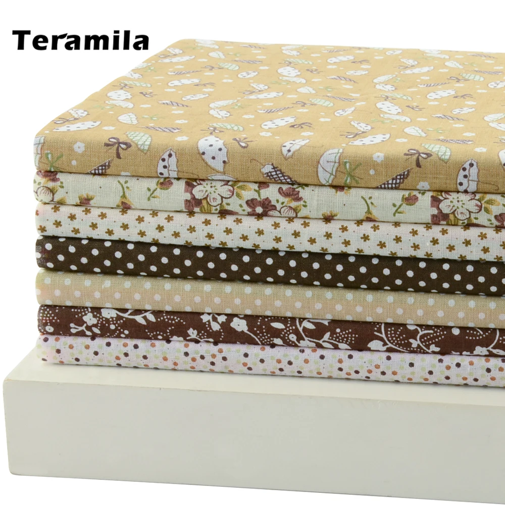 7pcs/ Lot 100% Cotton Plain Fabric Flower Design For Doll's DIY Toys Patchwork Sewing