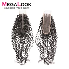 Кудрявые кудрявые человеческие волосы перуанские 2x6 Закрытие 2x6 закрытие шнурка 2*6 Remy Megalook волосы средняя часть натуральный цвет швейцарское кружево
