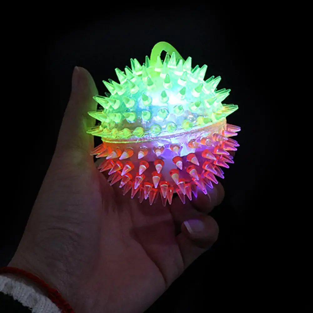 7.5cm Two-color Massage Ball With Rope Soft Spike Flashing Light Up Bouncy Balls | Игрушки и хобби