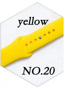 yellow Силиконовый спортивный ремешок для iWatch 5, 40 мм, 44 мм, цветной мягкий браслет, ремешок для Apple Watch, 42 мм, 38 мм, 1, 2, 3, 4, аксессуары - Цвет ремешка: yellow
