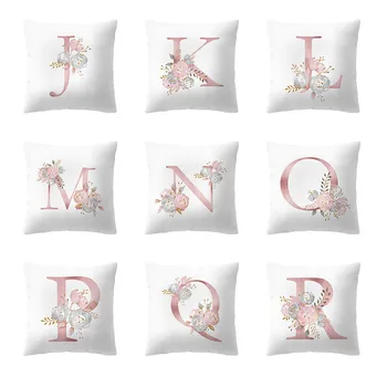 

26 English Letters Cushion Cover Square Sofa Throw Pillowcase Diy Custom Name Alphabet Pattern Pillow Covers Home Decor Z1
