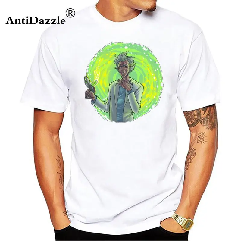 Antidazzle Plus Size Anime Rick Morty Cool Shirts For Men White Short Sleeve Custom T Shirt Guys Clothes Tops |