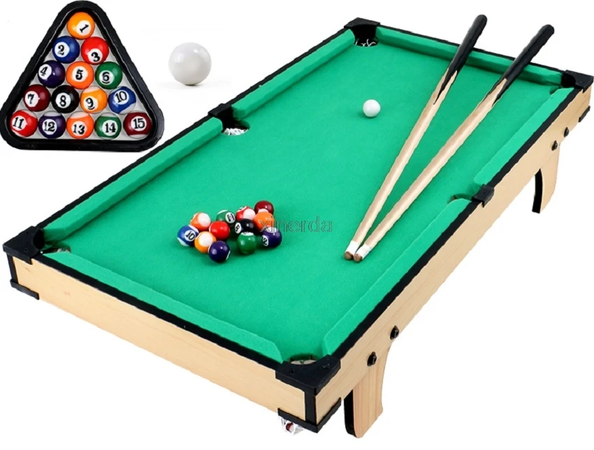 Children's Mini Billiard Table Sets, Wood Frame, Balls and Cue, Kids Play Sport Toy, L Size, HD356-2