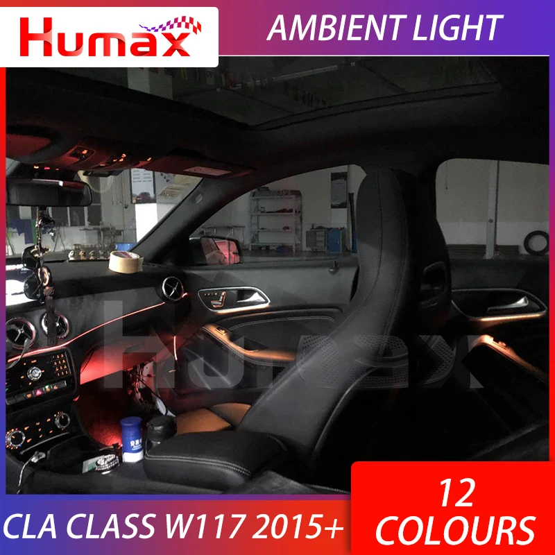 Для автомобиля Mercedes CLA class W117- DIY лампа окружающей среды для 12 цветов светодиодный светильник окружающей среды с подсветкой аксессуары для автомобиля