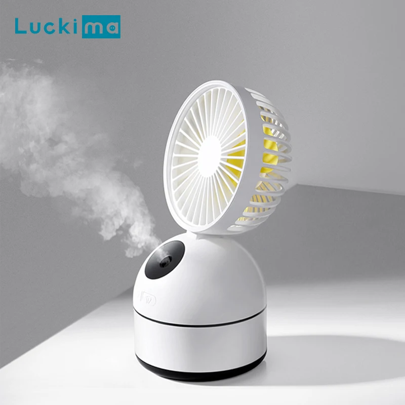 

Ultrasonic Humidifier Fan 2000mA Battery USB Rechargeable Mini Water Mist Fan Portable Adjustable Table Fan for Home Office