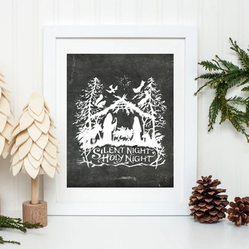 

Nativity Silent Night Chalkboard Canvas Art Painting and Poster , Christmas Canvas Paintinging Wall Picture Home Wall Art Decor