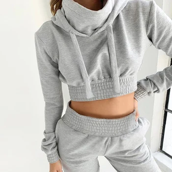 

autumn winter women two piece set crop top hooded pullover streetwear casual co ord set matching sets clothes pants