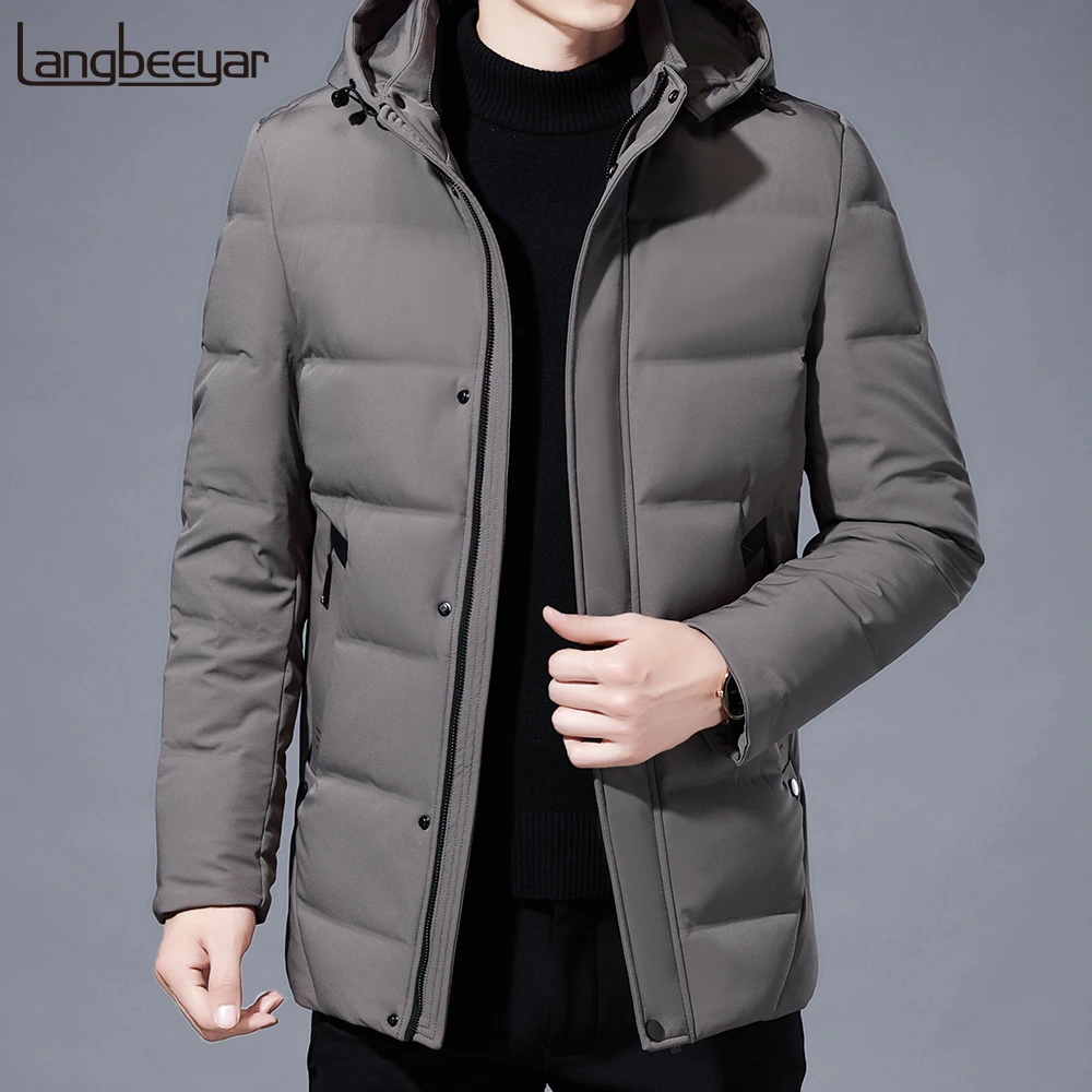 

2020 New Brand Casual Fashion Parka Winter White Duck Down Jacket Men With Hooded Windbreaker Puffer Bubble Coats Mens Clothing