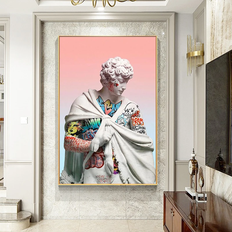 Скульптура Давида Vaporwave Холст Искусство плакаты граффити искусство холст