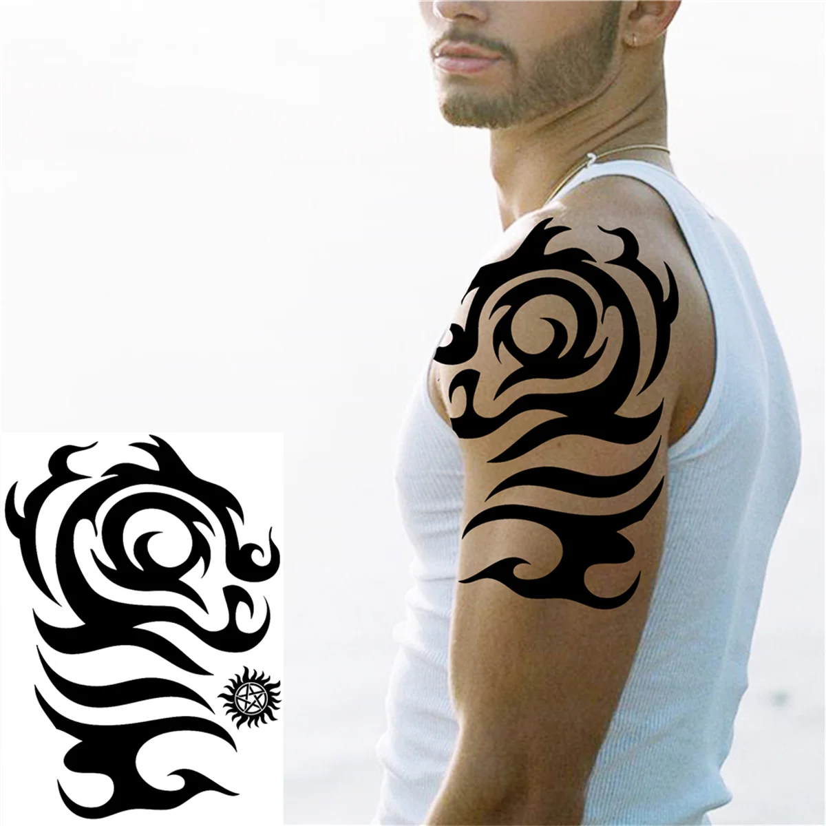 Tribal Thorns Totem Temporary Tattoos For Men Womwn Adult Mountain Tattoo  Sticker Fake Wolf Planets Moon Water Transfer Tatoos - AliExpress, image size:1200x1200
