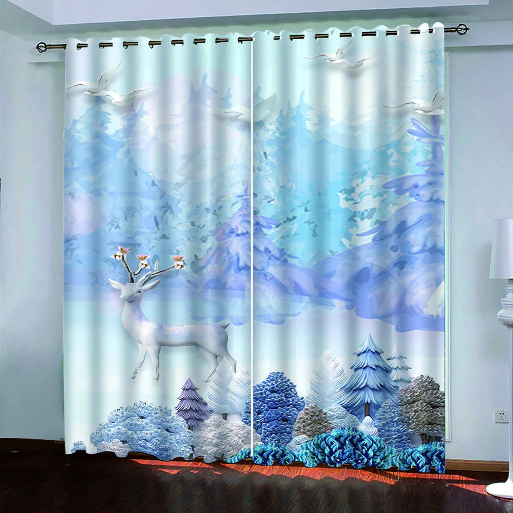 

Customized 3d curtains new window balcony thickened windshield blackout curtains blue curtains