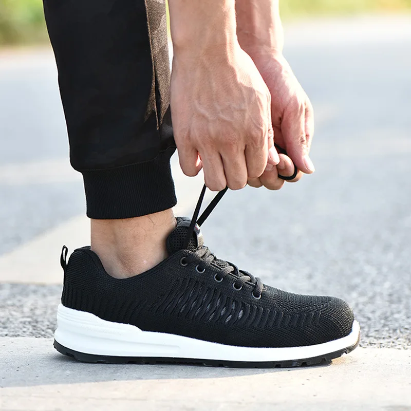 Спортивная обувь для пеших прогулок, Мужская защитная обувь с защитой от проколов, дышащая защитная обувь из искусственной кожи на сплошной подошве, дышащая защитная обувь для ног