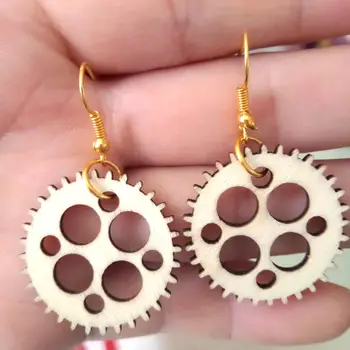 

New Original Wood Earrings Women African Map Drop Earrings Round Hollow Fashion Jewelry Eardrop Personality Hollow Hoop Earrings