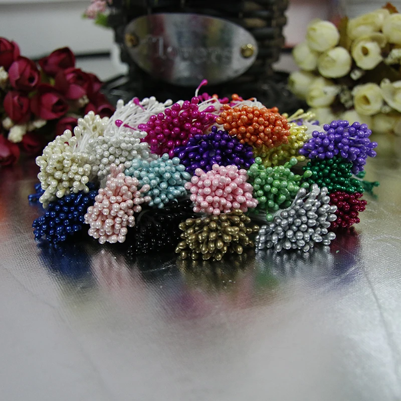 

100pcs/lot Multi-Color Pearl Stamen Hand Mini Workers Make Flowers Wedding DIY Wreath Decoration Wedding Decorative Flowers