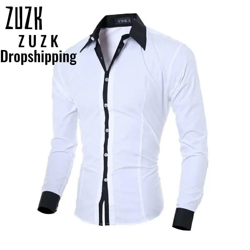 Прямая поставка мужская повседневная рубашка с длинным рукавом мужские рубашки
