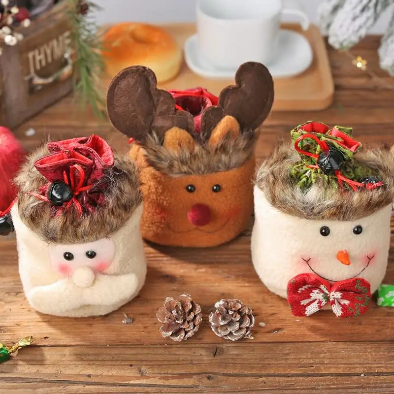 Christmas Apple Bag Children Linen Drawstring Candy Gift Bag Merry Christmas Supplies New Year Christmas Decoration for Home