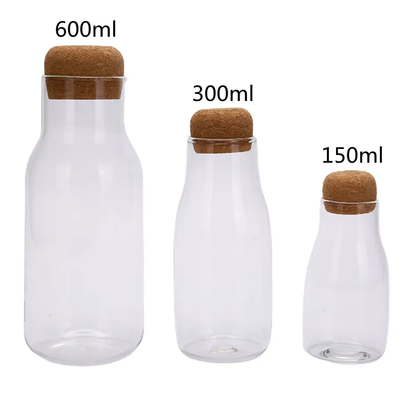Japanese Style Heat-resistant Cork Stopper Transparent Glass Sealed Jar Household Tea Canister Coffee Storage Grain Storage Jar