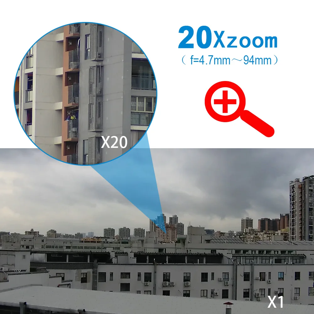 H.265 & H.264 4 МП WIFI PTZ IP камера с автоматическим отслеживанием 20 кратный оптический