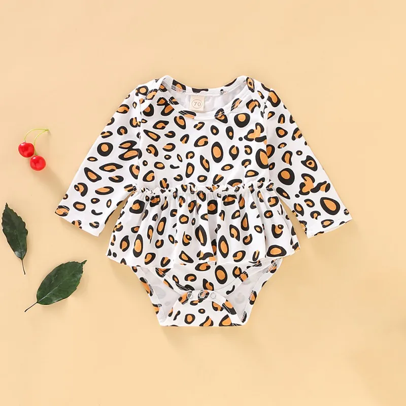 

Fashion Spring Autumn Jumpsuits Baby Girls Rompers Cute Leopard Print Long Sleeve Casual Rompers For Newborn Children