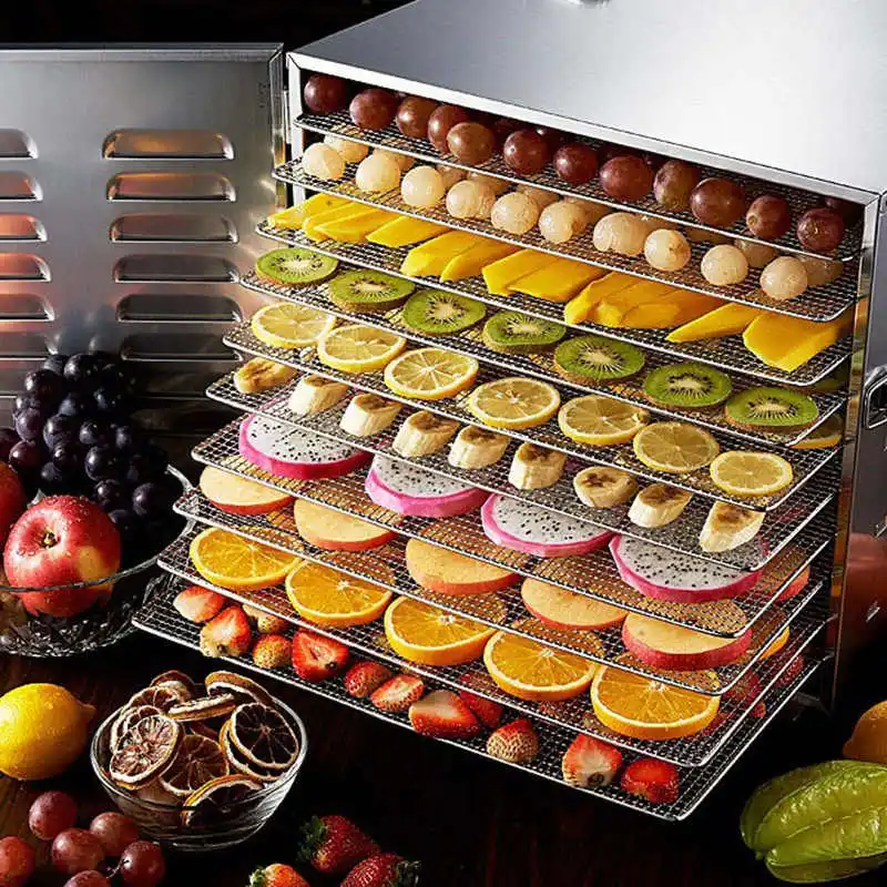 

10 Layer Stainless Steel Food Dehydrator Vegetable Fruit Herb Dehydrated Air Dryer Meat Snacks Drying Machine