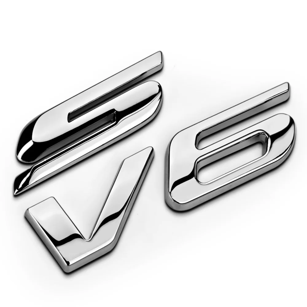 

3D Chrome Car Stickers Emblems V6 S Number Words Letters Trunk Badge Decals Car Body Sticker For Decol Car Styling Accessories