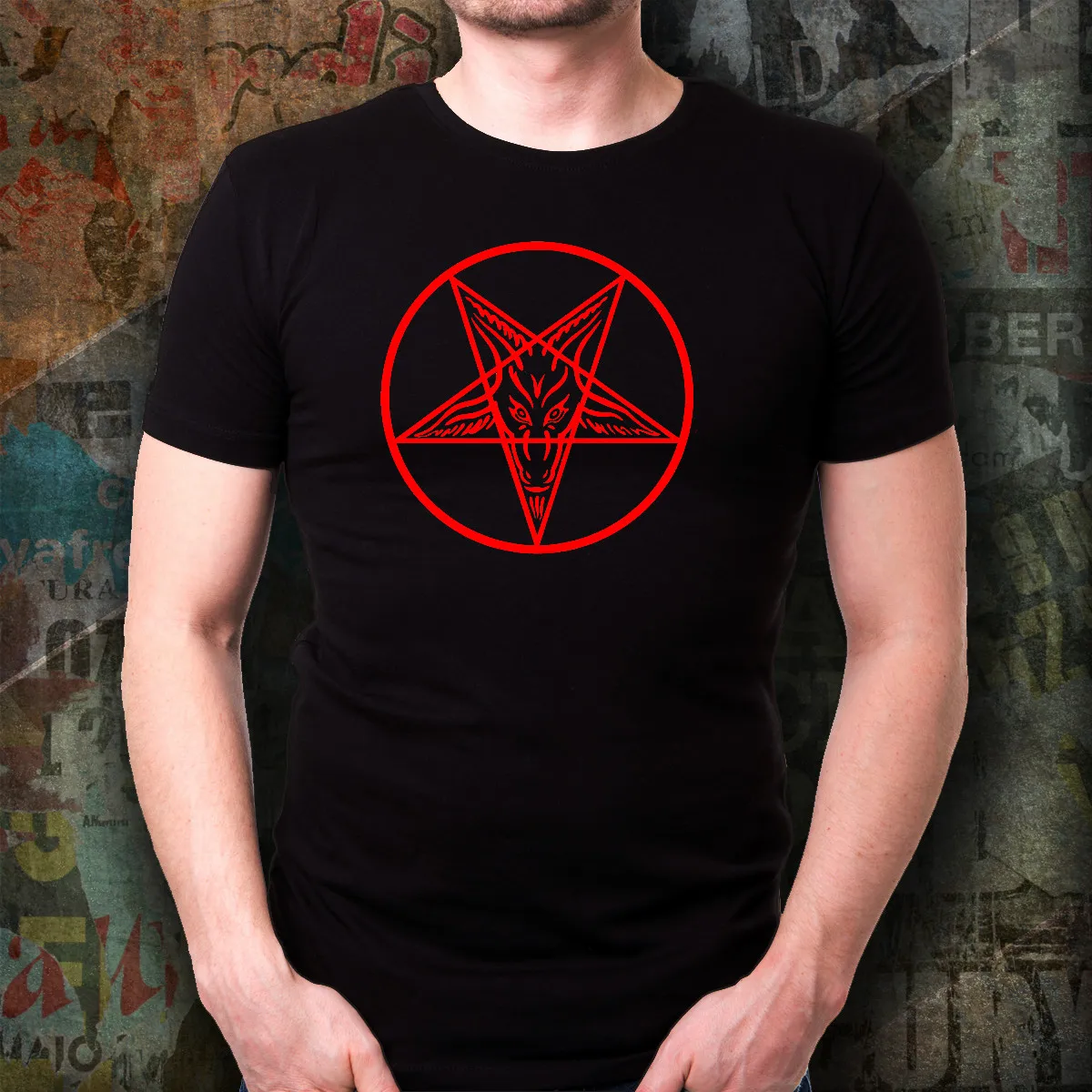 

Satanic Goat Head Baphomet Lucifer Sigil Seal Symbol T-Shirt. Occult Devil Summer Cotton Short Sleeve O-Neck Men's T Shirt S-3XL