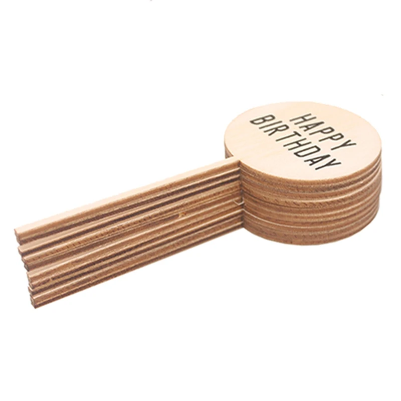 10 шт./компл. из натурального дерева с днем рождения торт печатная украшение для открыток с золотым блеском для скрапбукинга набор Свадебная вечеринка украшения
