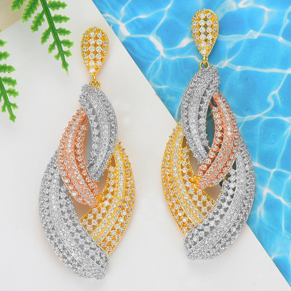 GODKI Jimbora Monaco Designer Luxury Twist Line Statement Long Earrings Nigerian Bridal Wedding Party Show Dangle | Украшения и