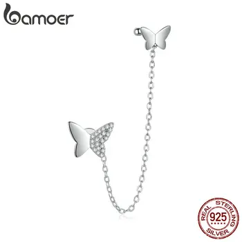 

bamoer Authentic 925 Sterling Silver Flying Butterflies Earrings for Women Wedding Engagement Statement Jewelry SCE913