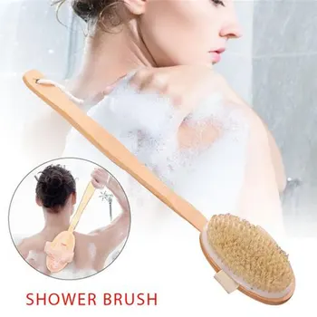 

Long Handle Shower Brush High Quality Back Scrubbing Exfoliating Wooden Body Massage Bath Brush Bathing Tool Abrasion-Resistant