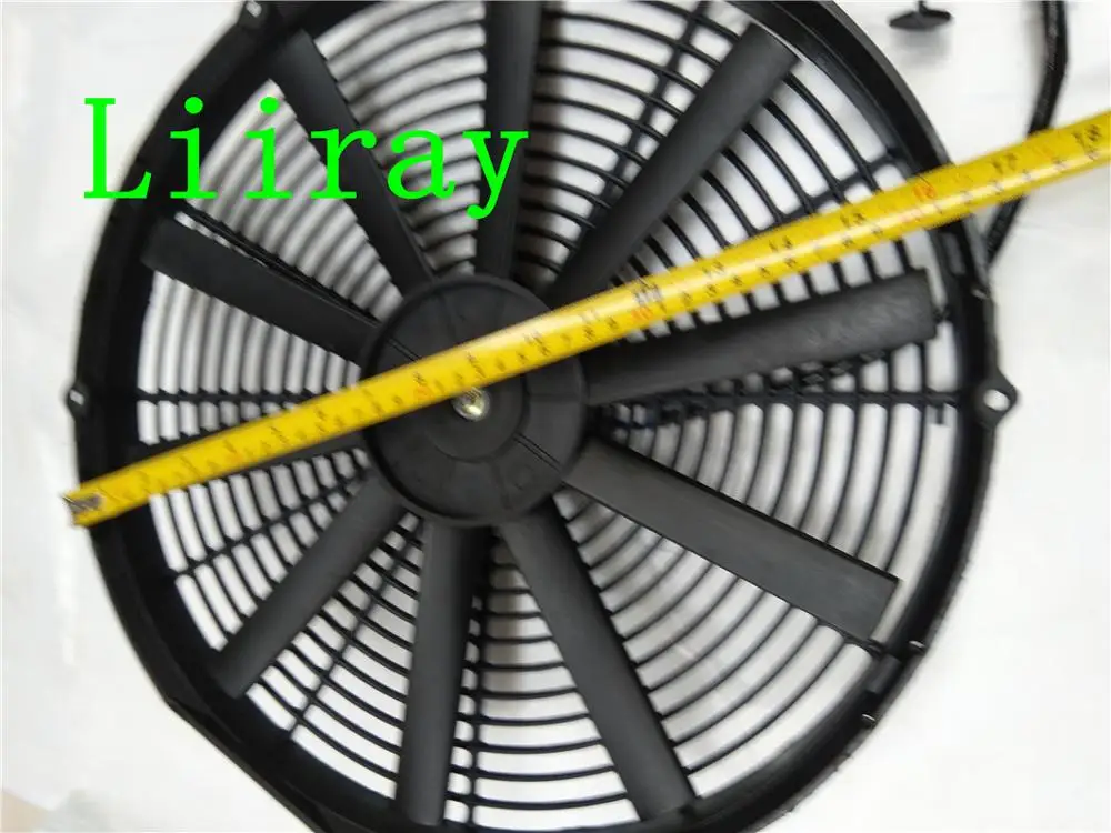 16 inch universal auto ac electric fan 12v 24V 120watt pull Inhalation fan with 10 STRAIGHT blades adjustable car fan