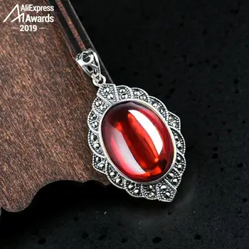 

15*20mm 6.18 Sale S925 Sterling Silver Australian Ruby Pedants Artisan Antique handicraft lithuania Antique