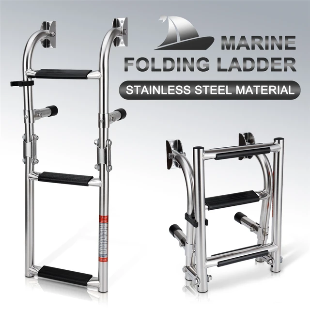 Boat Accessories Marine 3 Steps Foldable Ladder Stainless Steel