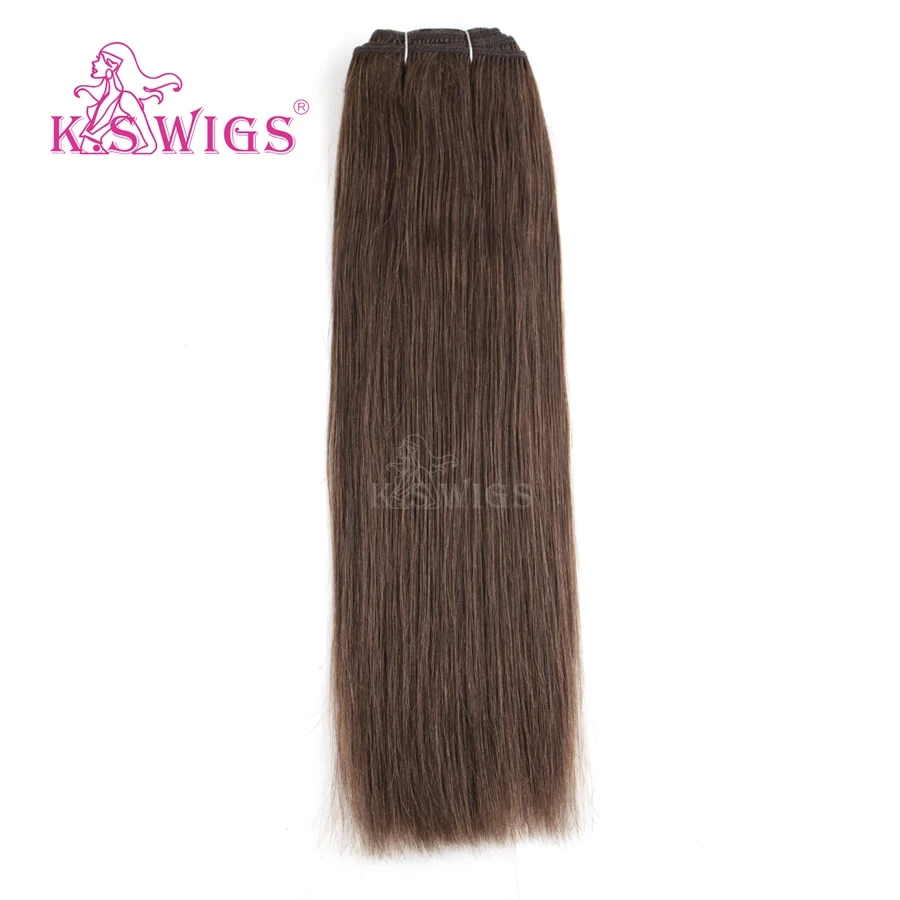 K.S WIGS 110g/pc Straight Remy Hair Weave Bundles Double Drawn Natural Human Hair Weft 12'' 14'' 16
