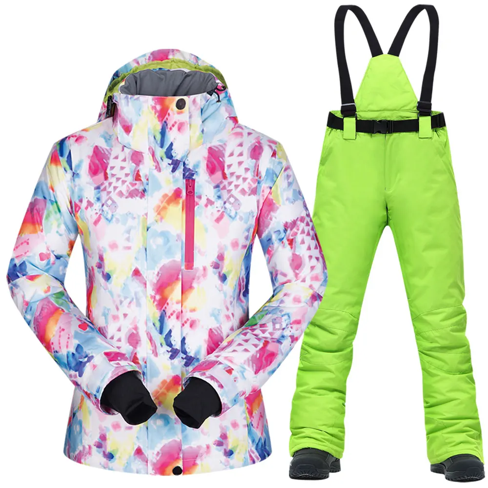 

2017 New Women Ski Suit Windproof Waterproof Breathable Women's Snowboard Colorful Clothes Winter Jacket And Pants Hiking Brand