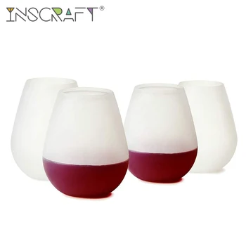 

4 pcs Luminous Silicone Wine Glasses Unbreakable Rubber Wine Cups Shatterproof Outdoor Wine Cup