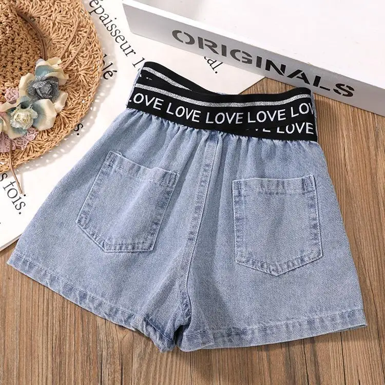 Kids T Shirt Set Girls Summer Crop Tops T-shirt + Denim shorts 2pcs