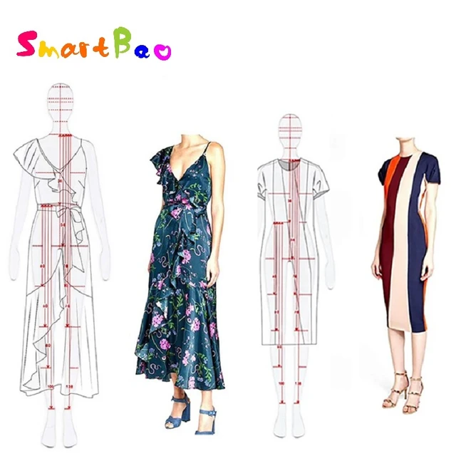 Fashion Figure Drawing Ruler Fashion Line Drawing Human Dynamic Template  for Clothing Design Humanoid Template Set