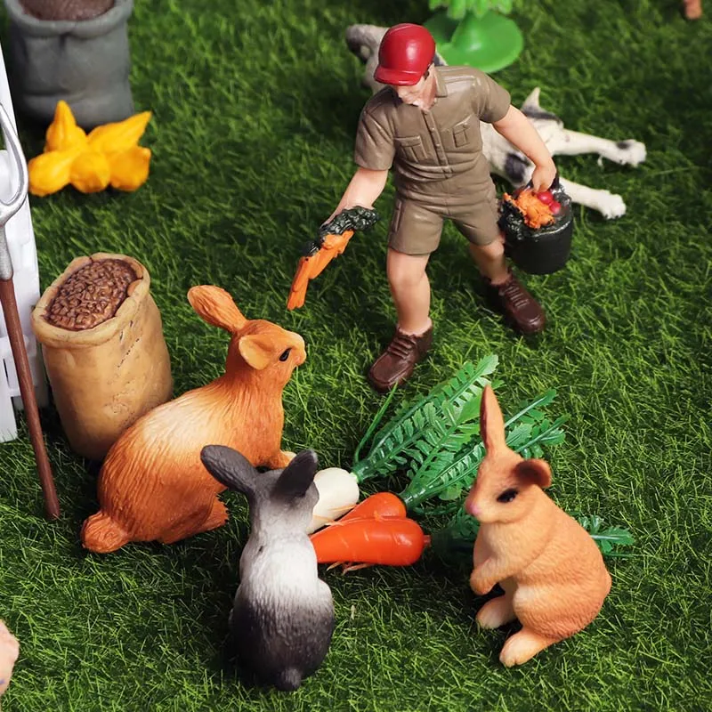 Oenux-figuras de acción de granja para niños, juguetes de simulación de animales de corral, caballo, vaca, gallina, zoológico, regalo de Navidad