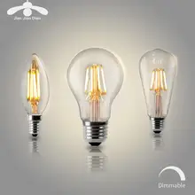 Светодиодный светильник-свеча E14 в винтажном стиле C35, лампа накаливания E27, светодиодный светильник Эдисона в форме шара, 220 В, A60, стекло, 2 Вт, 4 Вт, 6 Вт, 8 Вт, с регулируемой яркостью