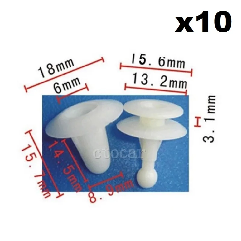 10 para Toyota/Mazda Panel de ajuste de la puerta Clips de sujeción