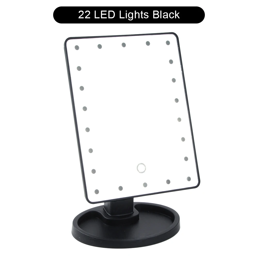 BK 22LED Lights 16/22 светодиодный светильник для макияжа зеркало с сенсорным экраном косметическое зеркало гибкое 1X10X увеличительное регулируемое Настольный диммер USB или аккумулятор - Цвет: BK 22LED Lights