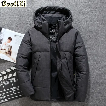 

2020 Winter New Men's Hooded Padded Down Jacket 3 Colors Fashion Casual Slim Fit Warm White Duck Down Coat Male Brand Clothes