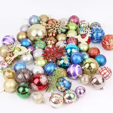 Рождественские шары украшения 60-70 упаковка для рождественской елки тема Ассорти небьющиеся Рождественский шар орнамент набор