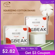 BIGBEAK 100PCS/Box Disposable Acne Cotton Swabs Squeeze Blackheads Remove Double End Cleaning Swabs Multifunctional Makeup Tools