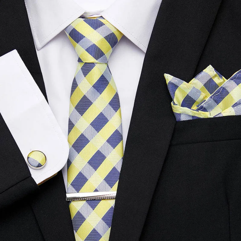 Шелк, 7,5 см, мужской галстук, Свадебный, деловой, тканый, модный, набор галстуков для галстуков, Hanky, запонки, набор, Карманный платок, мужской галстук - Цвет: SZ52