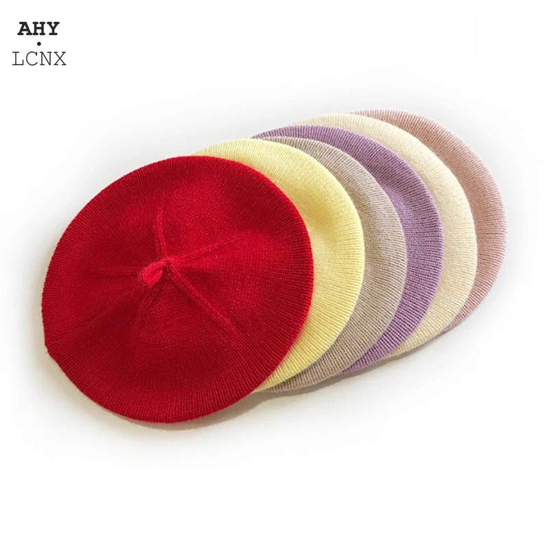 Fashion Baby Knitted Beret Hat Solid Color Children's Warm Hats Autumn Winter Painter Cap For Girls Kids Bonnet Accessories