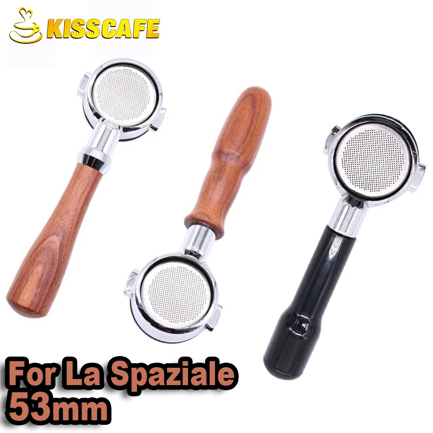 53Mm Coffee Bottomless Portafilter Macchina In Acciaio Inossidabile Per La Spaziale Portafiltro Manico In Legno Accessorio Professionale