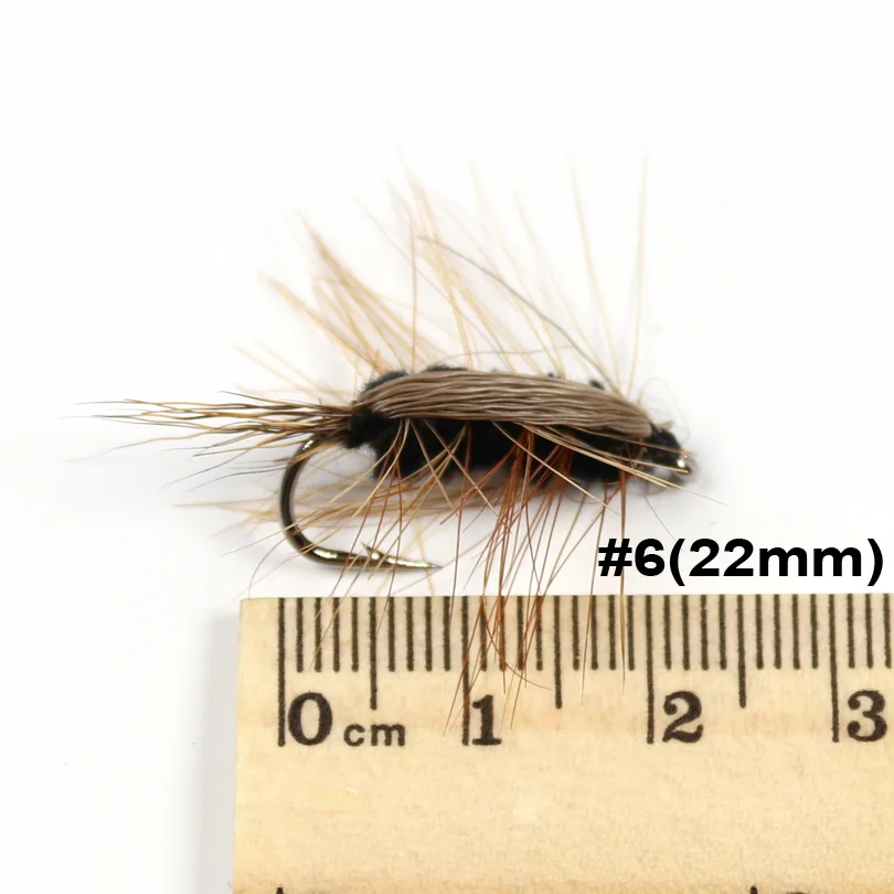 Wifreo 10 шт. #6 черная шерстяная червь коричневый Caddis Nymph искусственная мушка жук