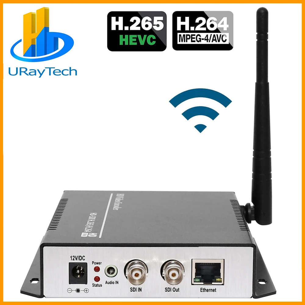 URay HEVC H.265 H.264 SD/HD/3g SDI в IP потоковое видео кодировщик WiFi HD-SDI 3G-SDI в Ethernet конвертер кодер беспроводной